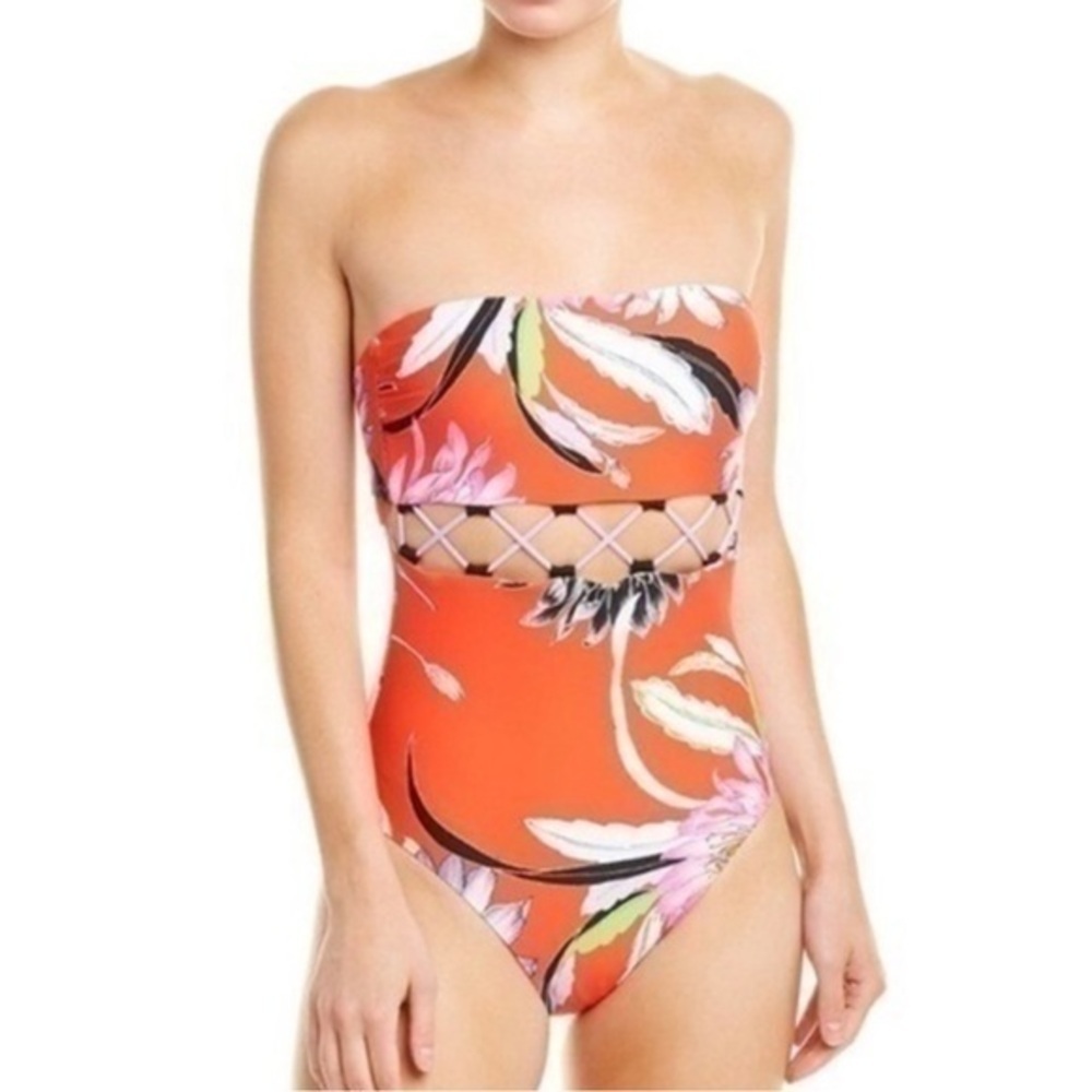 Trina Turk Womens Bandeau One-Piece